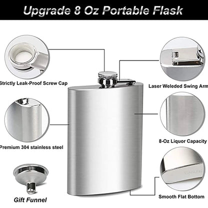 8oz Stainless Steel Flask Set