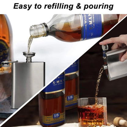 8oz Stainless Steel Flask Set