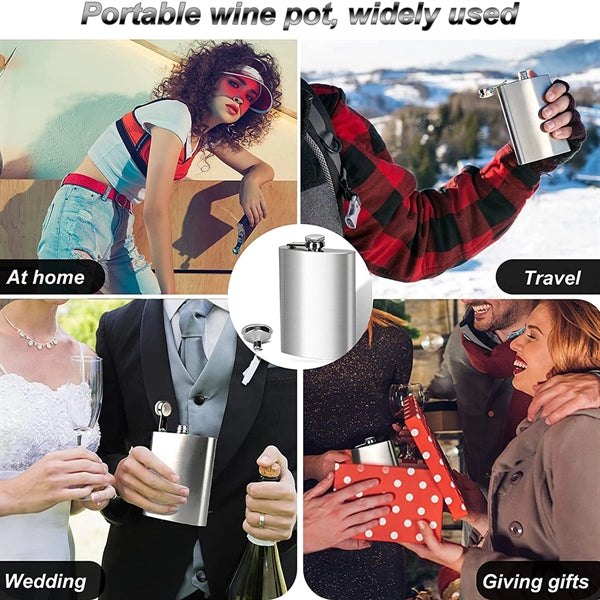 8oz Stainless Steel Flask Set