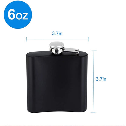6oz Black Stainless Steel Flask