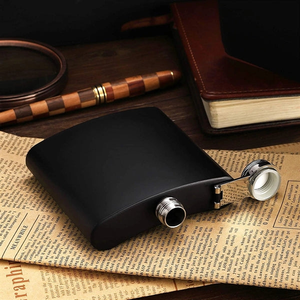 6oz Black Stainless Steel Flask