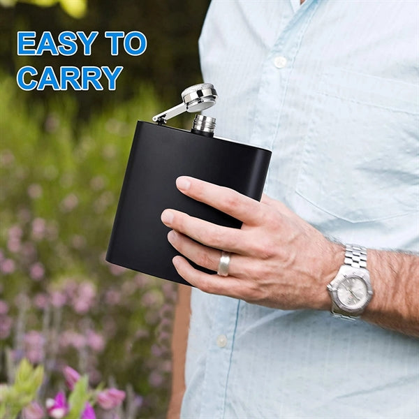6oz Black Stainless Steel Flask