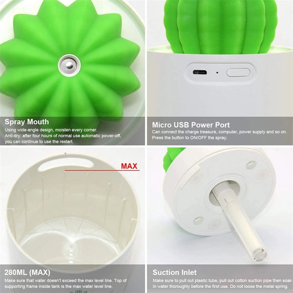 280 ml Cactus Air  Humidifiers with Night Light