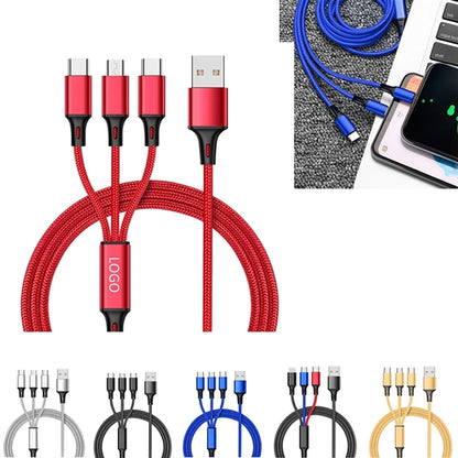 3 in 1 Nylon Braided Multi USB Cable