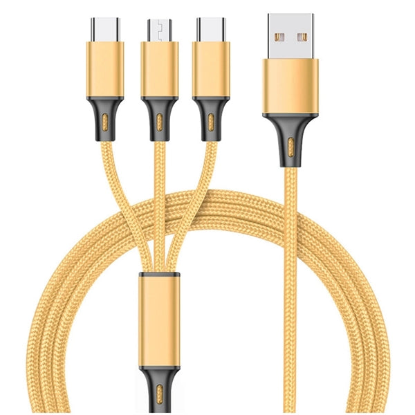 3 in 1 Nylon Braided Multi USB Cable