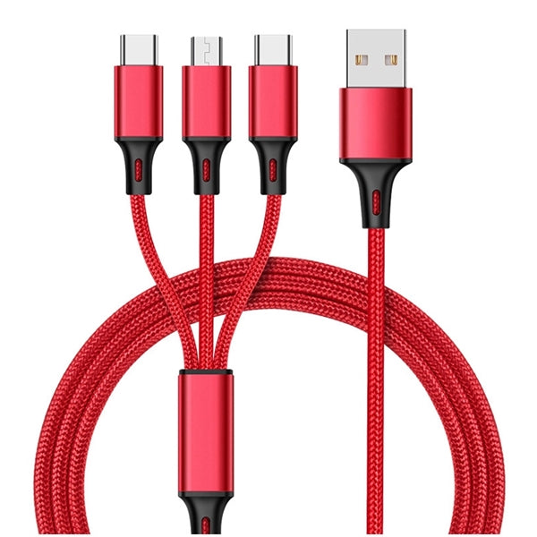 3 in 1 Nylon Braided Multi USB Cable