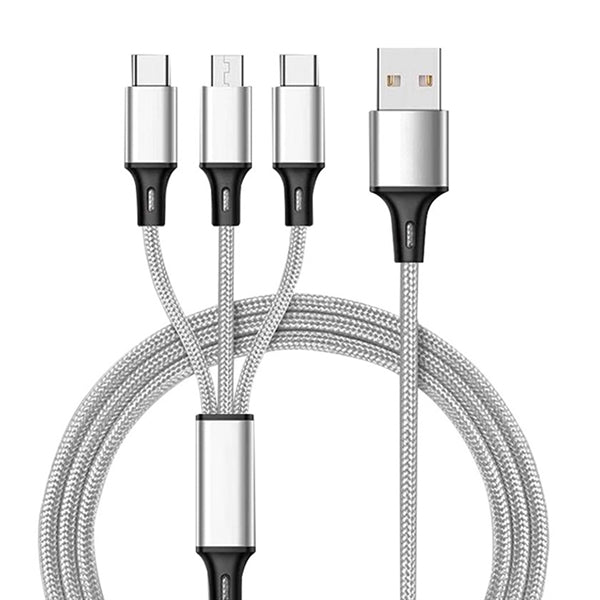 3 in 1 Nylon Braided Multi USB Cable