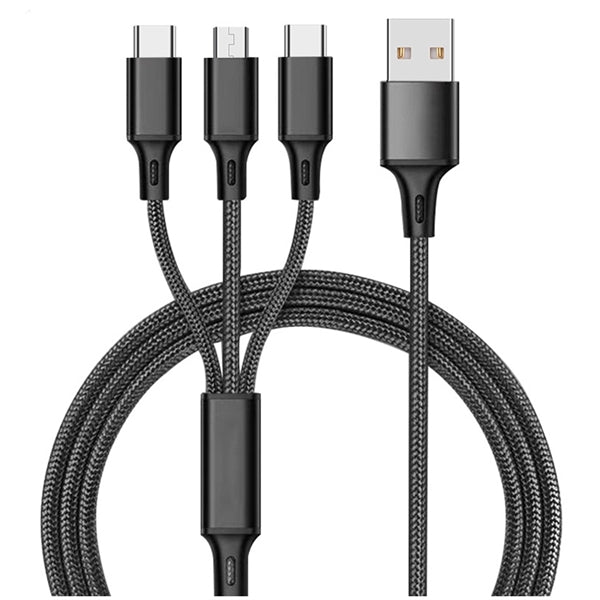 3 in 1 Nylon Braided Multi USB Cable