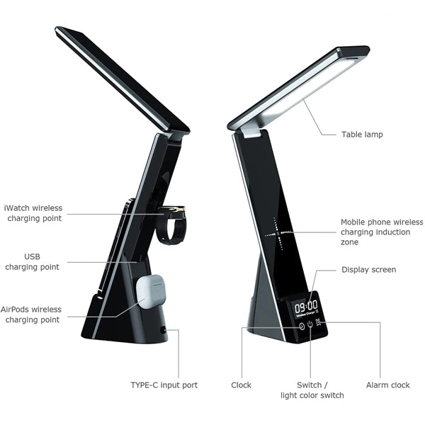 3 in 1 Folding Led Desk Lamp with Wireless Charger