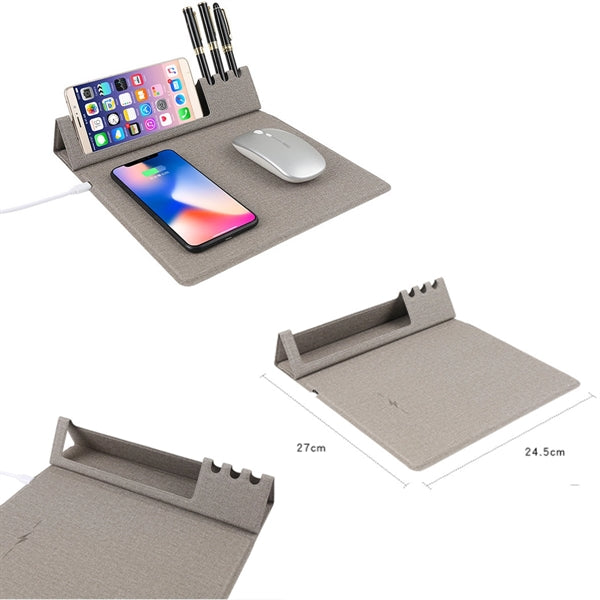 Wireless Charging Mouse Pad Charger With Pen Container