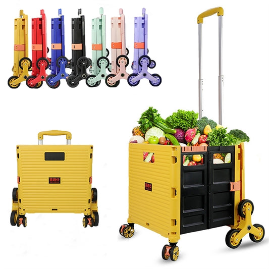 Foldable Rolling Shopping Cart with 8 Rotated Wheels