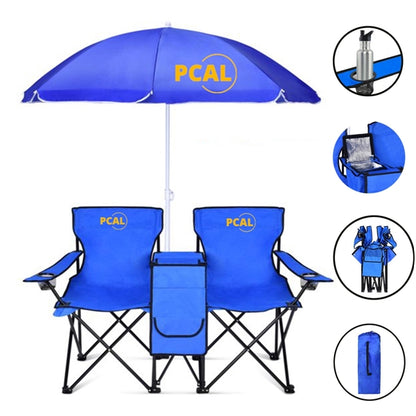 Folding Outdoor Double  Chair with Removable Umbrella