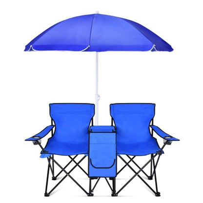 Folding Outdoor Double  Chair with Removable Umbrella