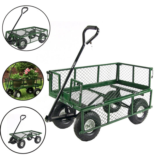 Mesh Steel Cart Folding Utility Wagon with Removable Sides