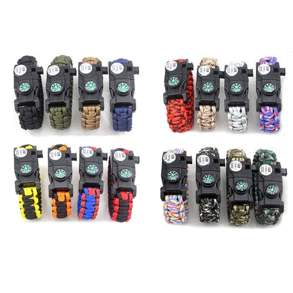 Paracord Survival Bracelet Outdoor SOS Whistle LED Compass