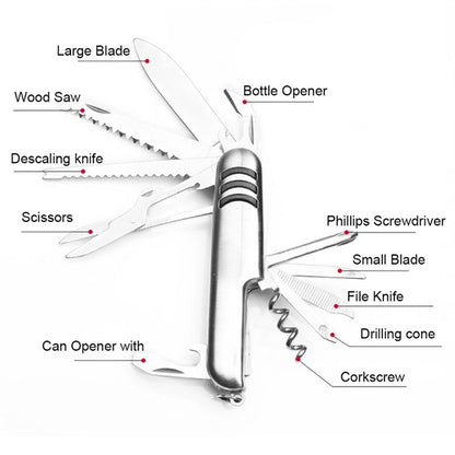 11 In 1 Multifunctional Stainless Steel Swiss Knife