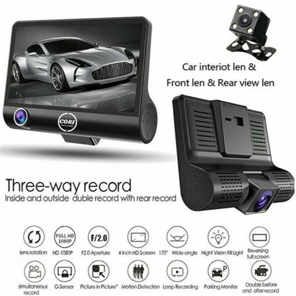 3 Lens Cameras Car Dash Cam with 4 inch Reverse Full Screen