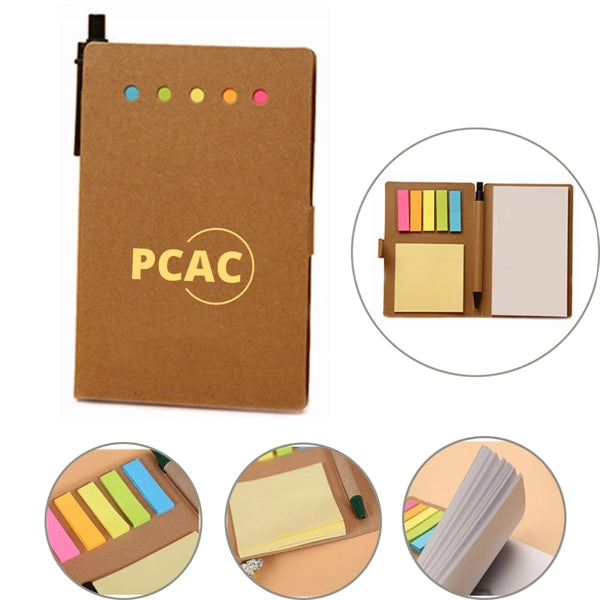 Recycled Notepad Notebook with Sticky Note & Pen