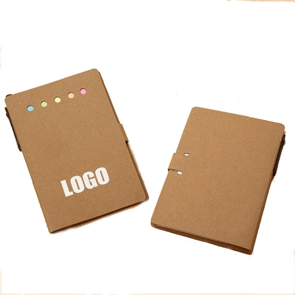 Recycled Notepad Notebook with Sticky Note & Pen