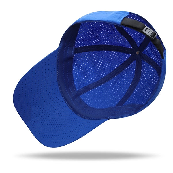 Quick Dry Polyester Structured 6 Panel Cap w/ Plastic Buckle