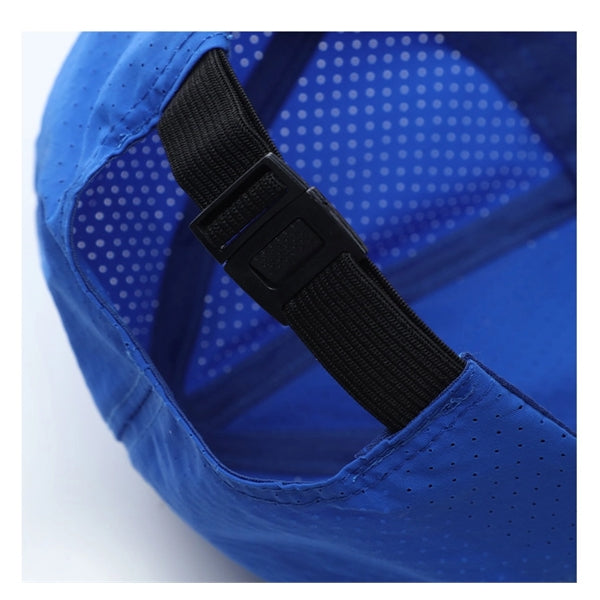 Quick Dry Polyester Structured 6 Panel Cap w/ Plastic Buckle