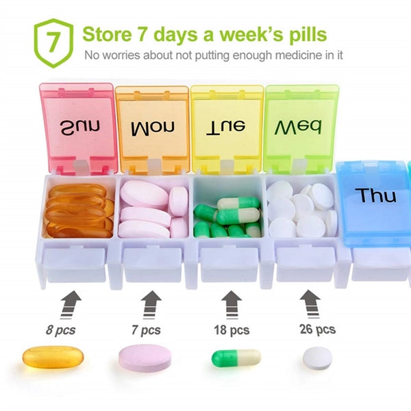 Bpa Free Travel 7 Day Pill Box Case