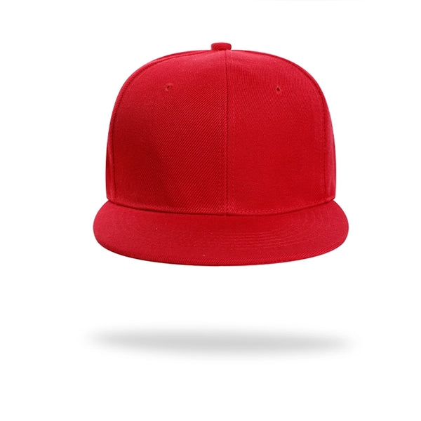 Structured 6 Panel Custom Flat Bill Caps w/ Plastic Snapback