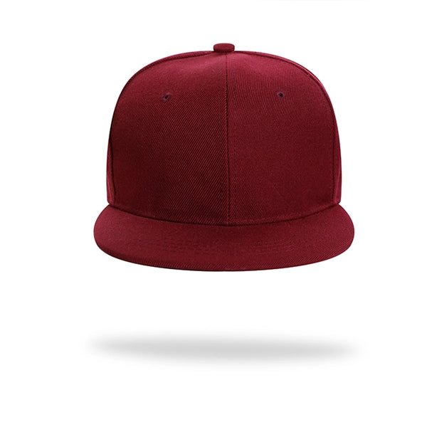 Structured 6 Panel Custom Flat Bill Caps w/ Plastic Snapback