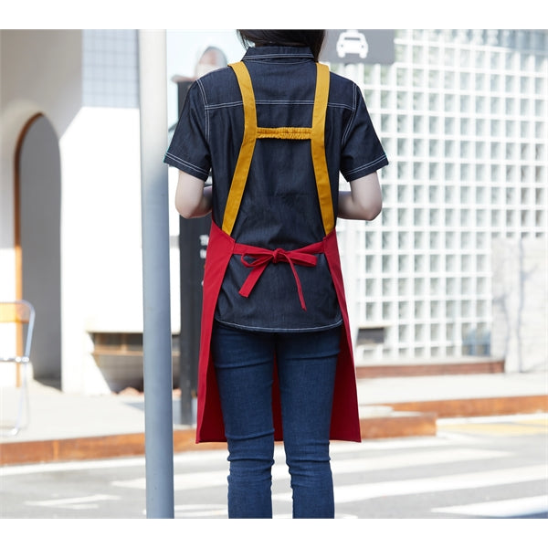 14 oz. Canvas Kitchen Apron w/ Brown shoulder Strap