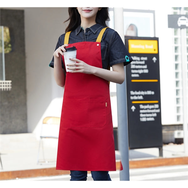 14 oz. Canvas Kitchen Apron w/ Brown shoulder Strap