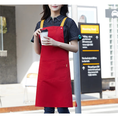 14 oz. Canvas Kitchen Apron w/ Brown shoulder Strap