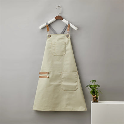 14 oz Canvas Kitchen Apron w/ Detachable Strap & Pockets
