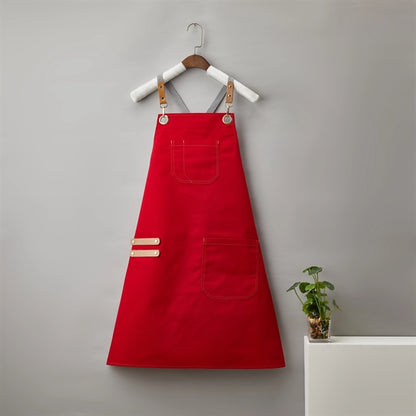 14 oz Canvas Kitchen Apron w/ Detachable Strap & Pockets