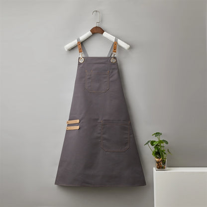 14 oz Canvas Kitchen Apron w/ Detachable Strap & Pockets