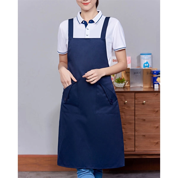 14 oz Thick Canvas Kitchen Apron w/ Cross Straps & 3 Pockets