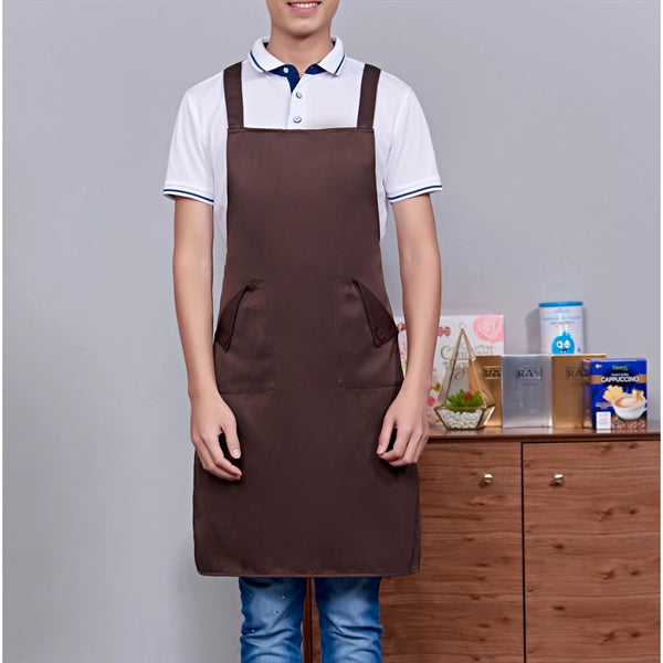 14 oz Thick Canvas Kitchen Apron w/ Cross Straps & 3 Pockets