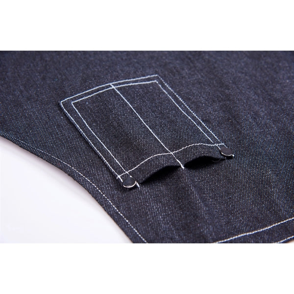 Cotton Denim Kitchen Aprons w/ Cross Strap & 3 pockets