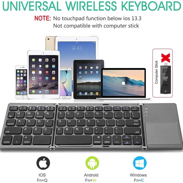 Foldable Bluetooth Keyboard with Touchpad