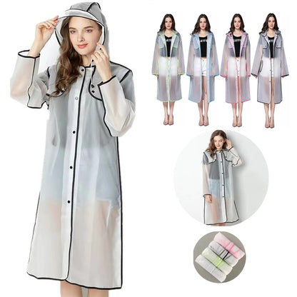 Translucent Rain Poncho With Hat