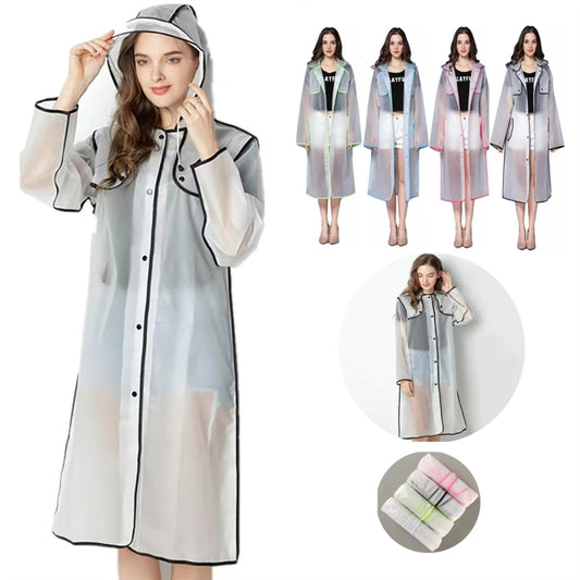 Translucent Rain Poncho With Hat