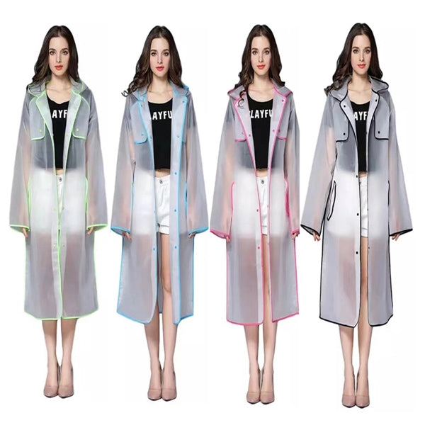 Translucent Rain Poncho With Hat