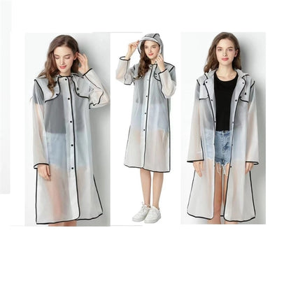 Translucent Rain Poncho With Hat