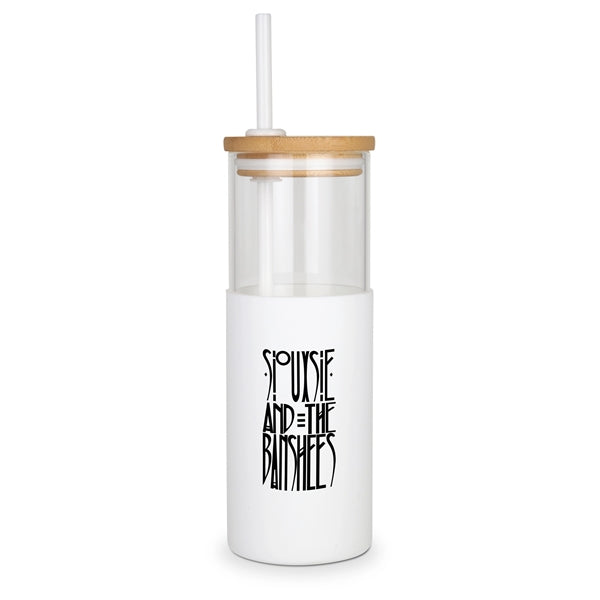 Antigua - 24oz. Glass Tumbler w/Bamboo Lid, Silicone Sleeve