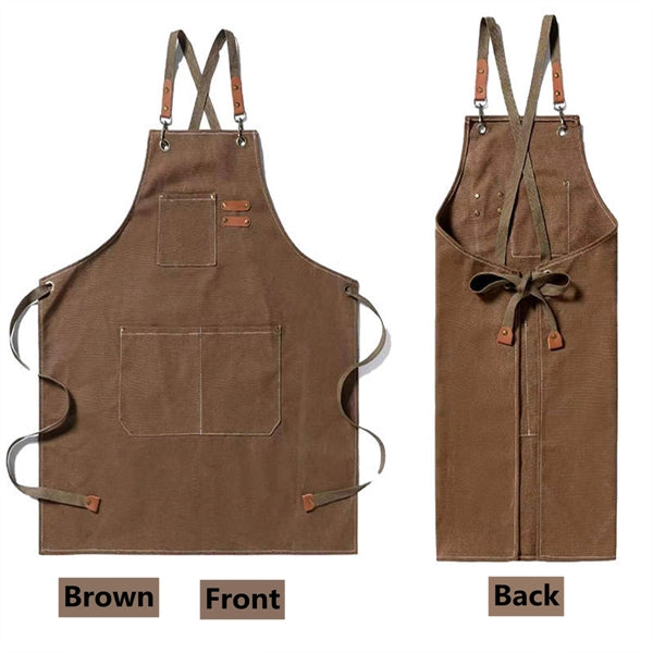 Chef  Canvas Cross Back Apron with Pockets