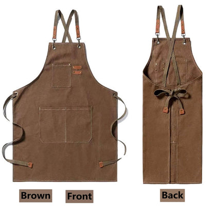 Chef  Canvas Cross Back Apron with Pockets