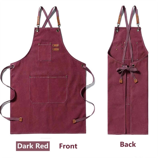 Chef  Canvas Cross Back Apron with Pockets