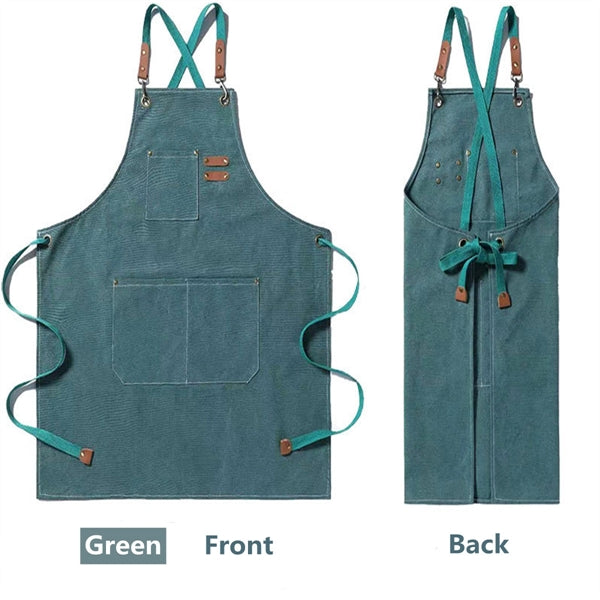 Chef  Canvas Cross Back Apron with Pockets