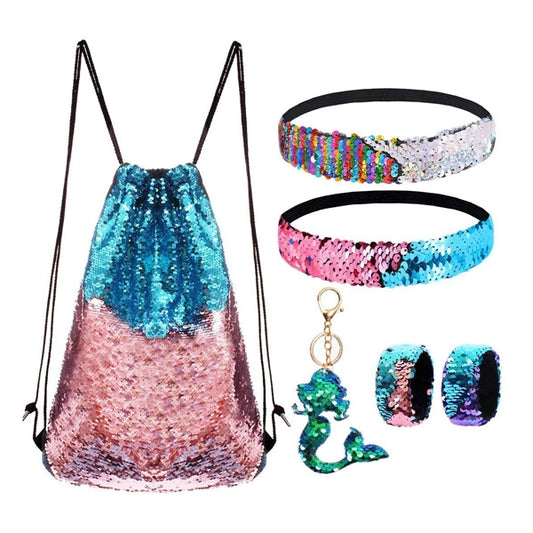 Custom Reversible Sequin Drawstring Party Backpack.
