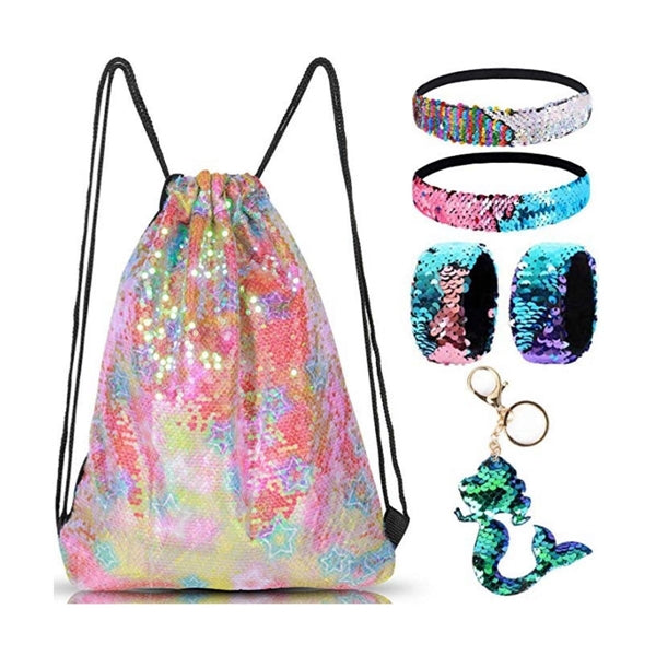 Custom Reversible Sequin Drawstring Party Backpack.