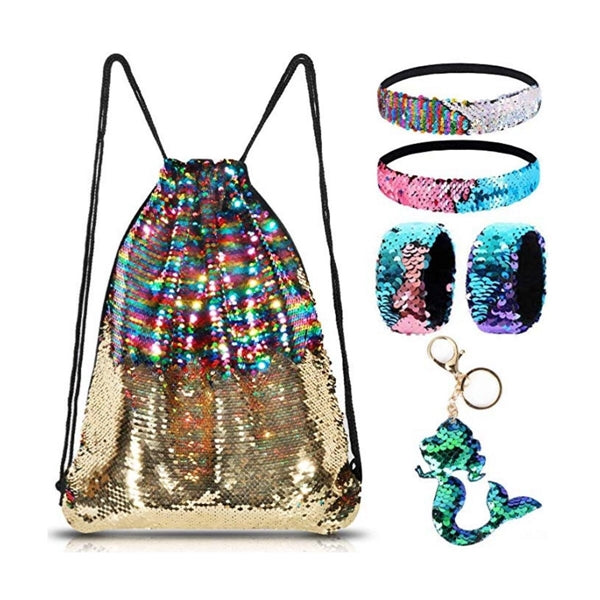 Custom Reversible Sequin Drawstring Party Backpack.
